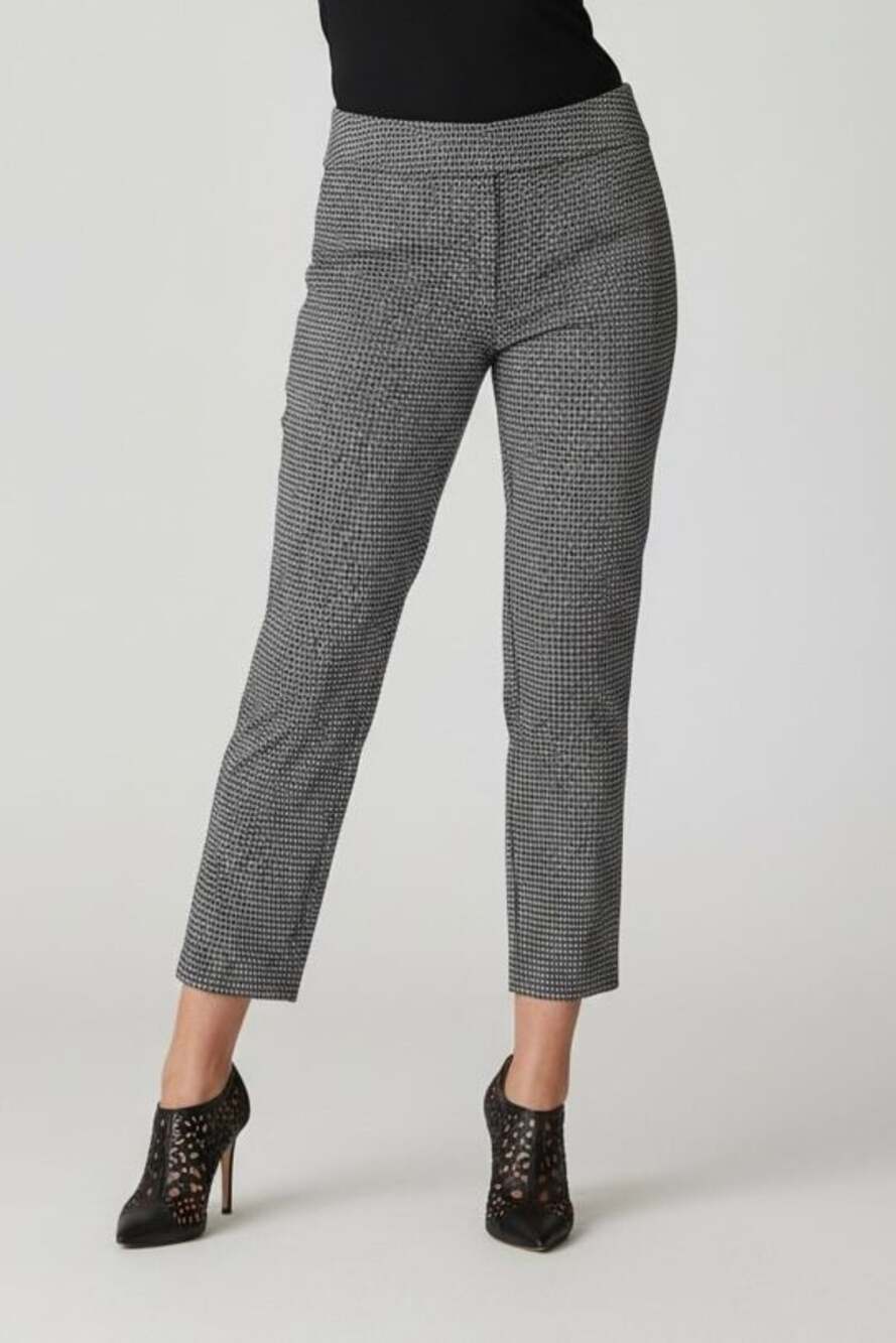 Zac & Rachel Women's Black and White Geometric Print Pull-On Ankle Pants Size 14